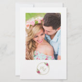 Papier Initiales botaniques roses Élégant Mariage de cour (Dos)