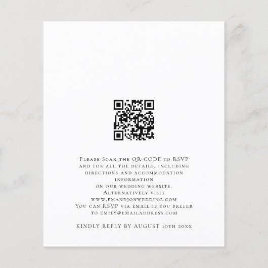 Papier Initiales budgétaires Script Code QR Faire-part de (Dos)