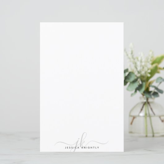 Papier Initiales de monogramme gris design moderne minime (Debout devant)