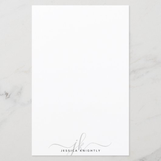 Papier Initiales de monogramme gris design moderne minime (Devant)