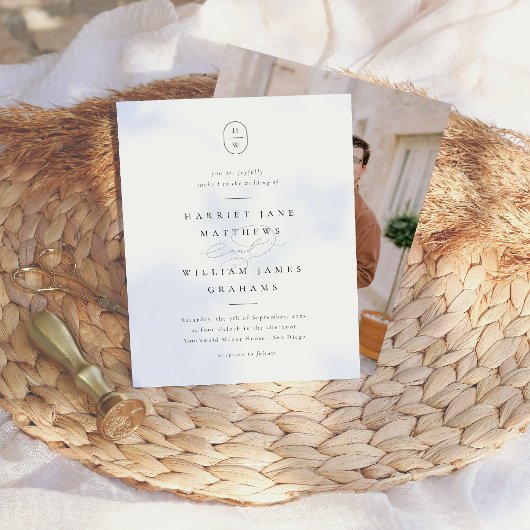 Papier Initiales élégantes Noir Blanc Budget Photo Mariag