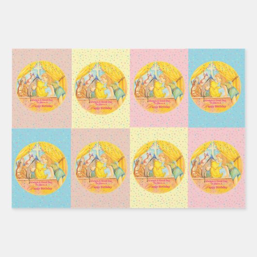 Papier inpakken - Happy Birthday - Winnie-the-Poeh Inpakpapier Vel (Voorkant 3)