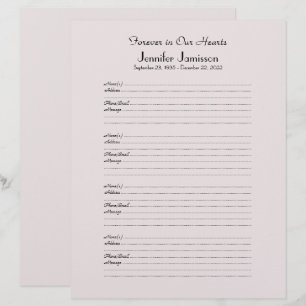 Papier Inscription au remplissage du livre commémoratif P