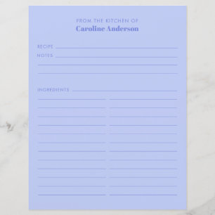 Papier Insérer une recette violette mignonne de la cuisin