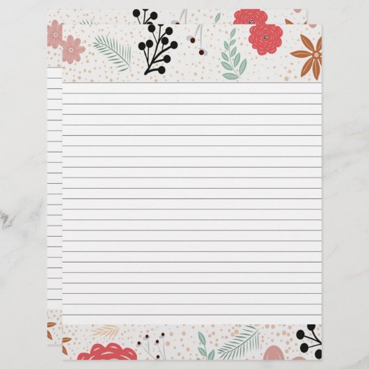 Papier Insertion de recette à bordure de fleur moderne (Devant / Derrière)