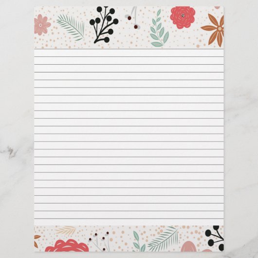 Papier Insertion de recette à bordure de fleur moderne (Dos)