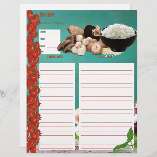 Papier Insertion de recette de bol de riz (Devant / Derrière)