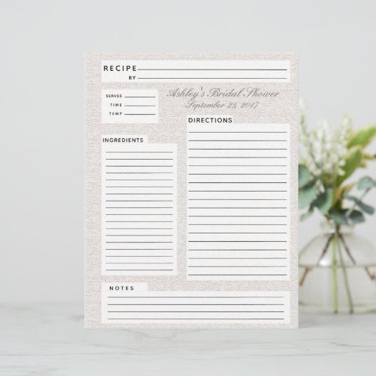 Papier Insertion de recette de lin rustique pour Fêtes de (Debout devant)