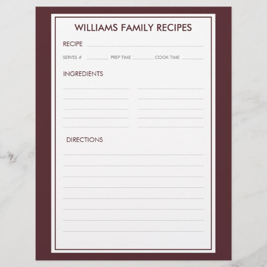 Papier Insertion de recette de nom de famille Houndstooth (Devant)