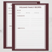 Papier Insertion de recette de nom de famille Houndstooth (Devant / Derrière)