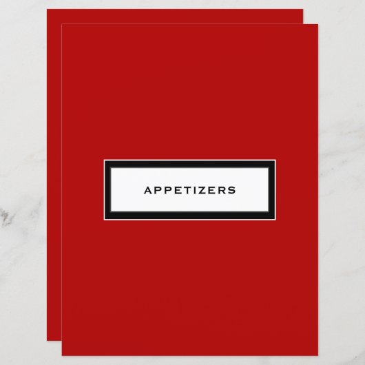 Papier Insertion de recette | Entrées | Noir rouge et bla (Devant / Derrière)