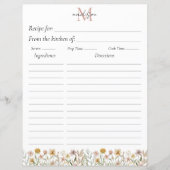 Papier Insertion de recette Fleur sauvage d'aquarelle mon (Devant)