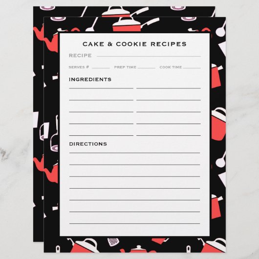 Papier Insertion de recettes de gâteaux et biscuits | Cui (Devant / Derrière)