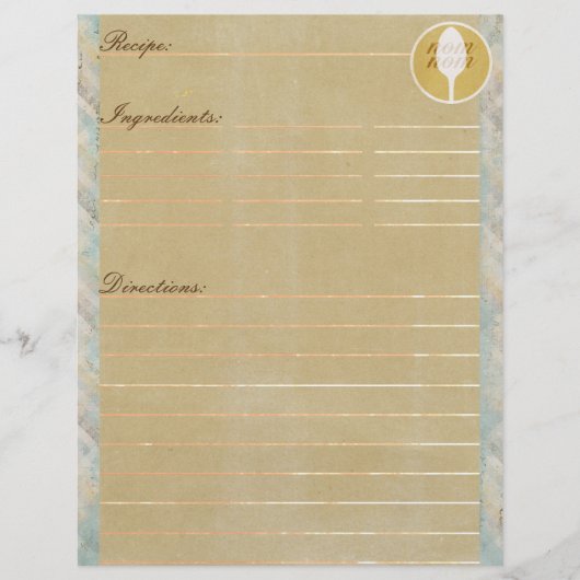 Papier Insertions de recette de vanille (Devant)