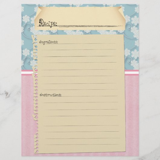 Papier Insertions de recette (tirages avant et arrière) (Devant)