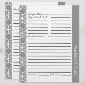 Papier Insertions de recettes de anneaux d'éternité liées (Devant / Derrière)