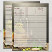 Papier Insertions de recettes de vignoble (Devant / Derrière)