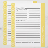 Papier Inserts de recettes de anneaux d'éternité liés - C (Devant / Derrière)