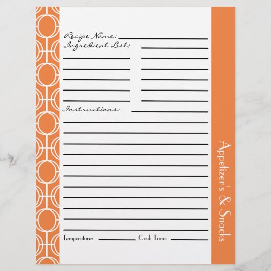 Papier Inserts de recettes de anneaux d'éternité liés - O (Devant)