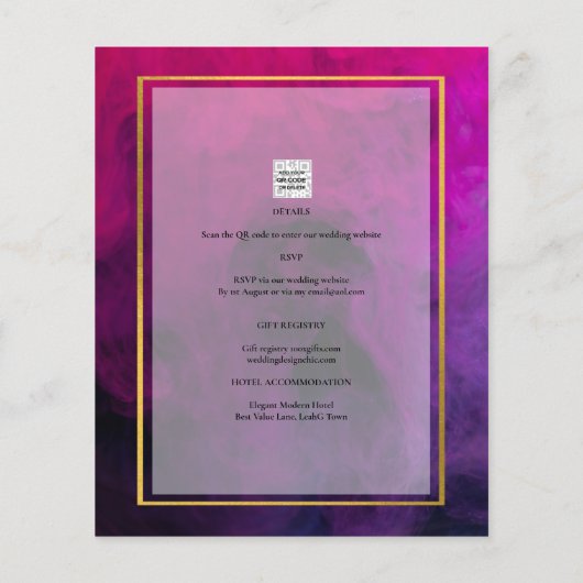 Papier Intense Magenta Plum Purple Encre Mariage INVITE (Dos)
