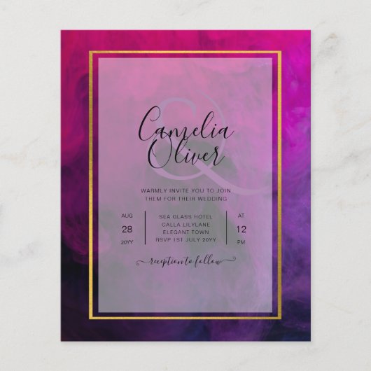 Papier Intense Magenta Plum Purple Encre Mariage INVITE (Devant)