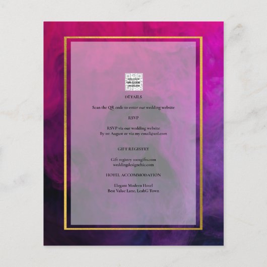 Papier Intense Magenta Plum Purple Encre Mariage INVITE (Dos)