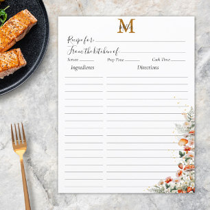 Papier Intercalaire de recette florale aux champignons de