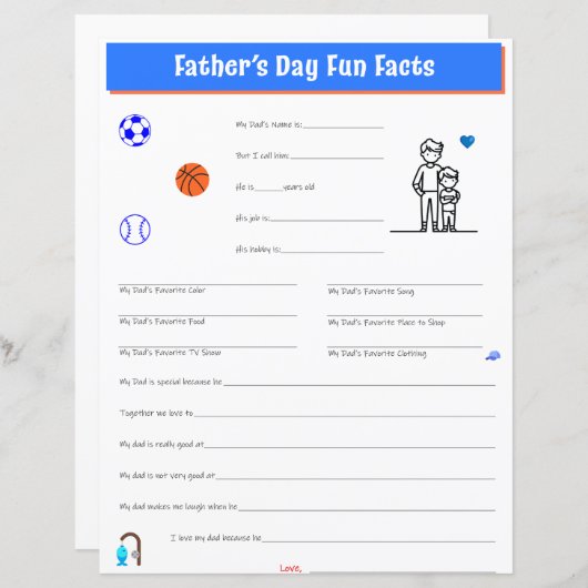 Papier Interview de fête des pères Son Imprimer (Devant / Derrière)