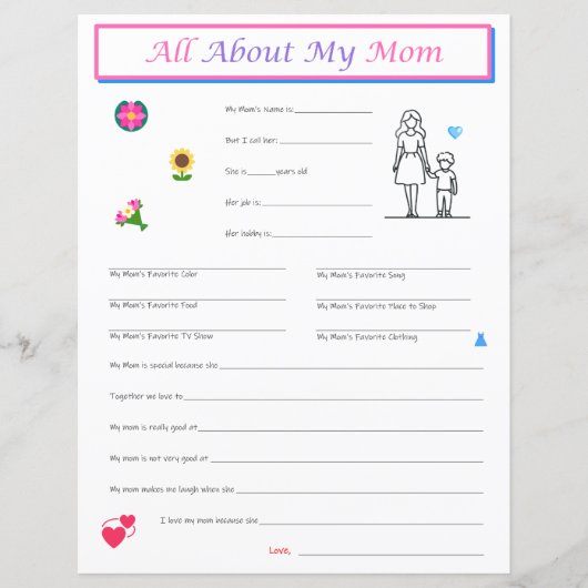 Papier Interview du Fils de la Fête des mères Imprimer (Devant)