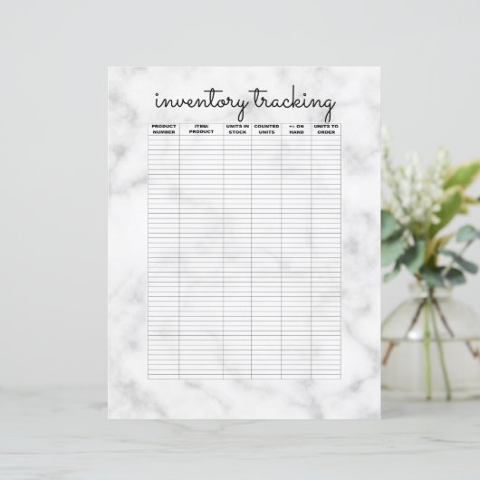 Papier Inventaire d'entreprise en marbre noir blanc simpl (Debout devant)