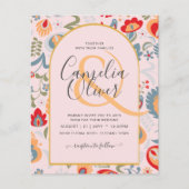 Papier invitación bilingüe de boda de flores populaire, (Devant)