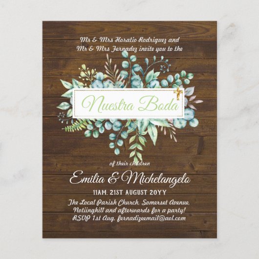 Papier Invitaciones De Boda Baratas HOJAS Modernas (Devant)