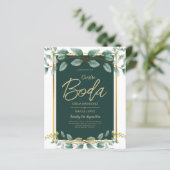 Papier Invitaciones de Boda Bilingües Verde Esmeralda (Debout devant)