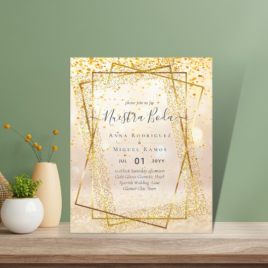 Papier Invitaciones de Boda, Mariage espagnol GOLD Budget