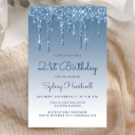 Papier Invitation 21e anniversaire Budget Bleu Paillettes<br><div class="desc">Cette invitation de fête d'anniversaire 21e glamour présente une bordure de faux paillettes bleues scintillantes et un fond ombré bleu. L'année d'anniversaire modifiable et le nom de l'invité d'honneur apparaissent dans un script d'écriture manuscrite bleu décontracté, le reste du texte personnalisable étant en police sans serif bleue. Le même design...</div>