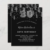 Papier Invitation 30 ans budget argent noir léopard (Devant / Derrière)