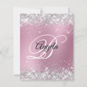 Papier Invitation 40 ans Silver Glitter Pink Blur (Dos)