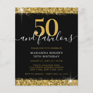 Papier Invitation 50e anniversaire Budget Black Gold Spar
