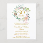 Papier Invitation 50e anniversaire de mariage Couronne de (Devant)