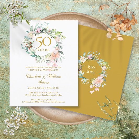 Papier Invitation 50e anniversaire de mariage Couronne de