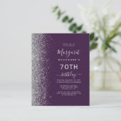 Papier Invitation 70 ans Budget Violet Argent Pailleté (Debout devant)