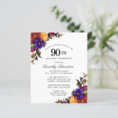 Papier Invitation 90e anniversaire Floral Bourgogne BUDGE (Debout devant)