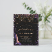 Papier Invitation à chaussure de parties scintillant noir (Debout devant)