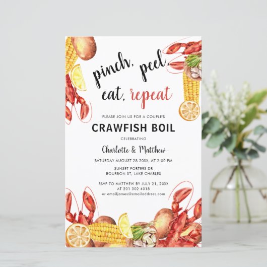 Papier Invitation à ébullition de l'écrevisse de la parti (Debout devant)