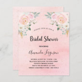 Papier Invitation à fleurs rose pâle de la douche nuptial (Devant / Derrière)