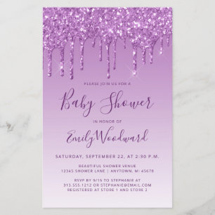 Papier Invitation à la Baby Shower Budget Glitter Drip Vi