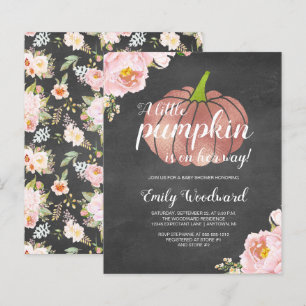 Papier Invitation à la baby shower Budget Pumpkin Chalkbo
