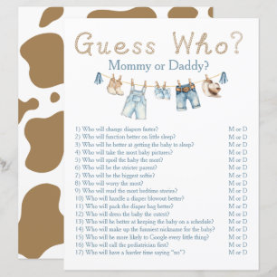 Papier Invitation à la baby shower de Bébé Cowboy Little