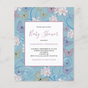Papier Invitation à la baby shower Fille Papillon Économi
