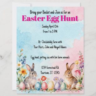 Papier Invitation à la chasse aux œufs des petits lapins